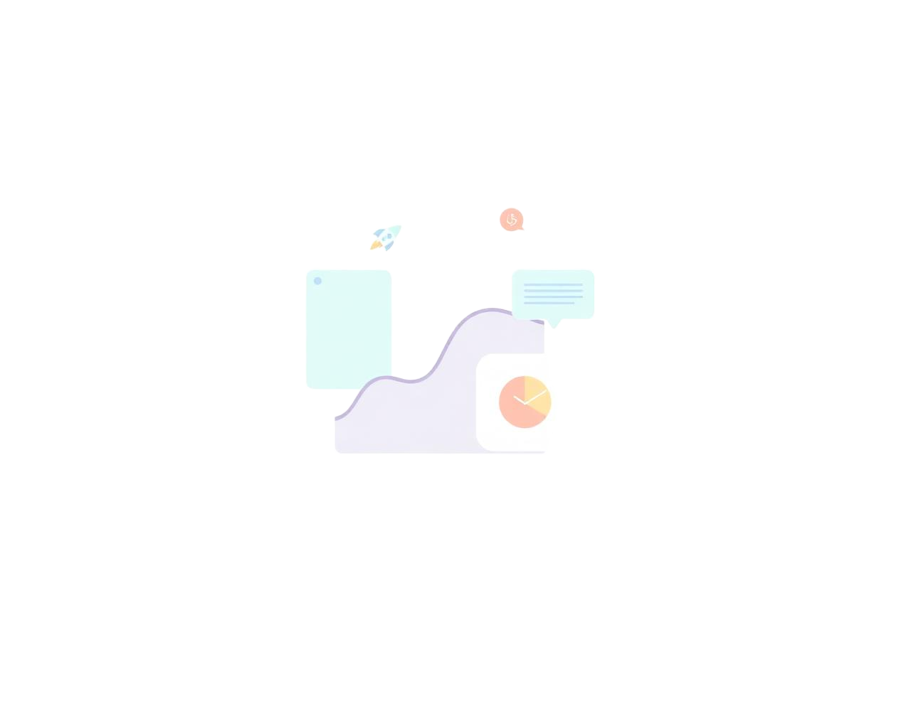 Soft illustration of charts and growth elements